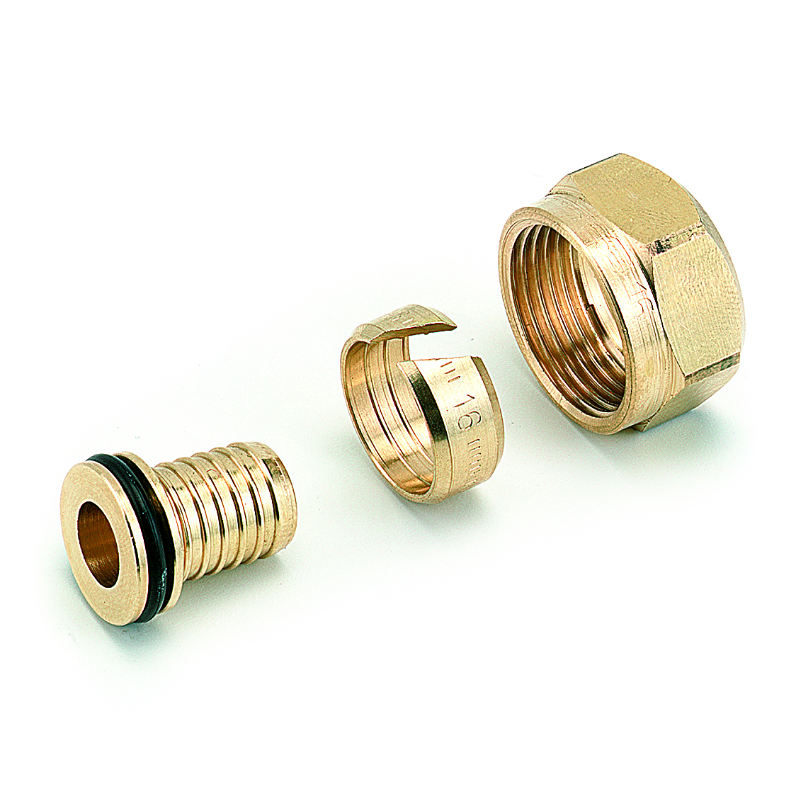 825P - Compression fitting M22 (brass finish) for PEX pipes